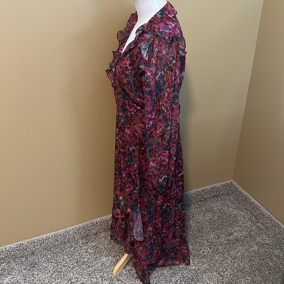 💕 Adelyn Rae Metallic Floral Wrap Long Sleeve Maxi Dress - Picture 2 of 5